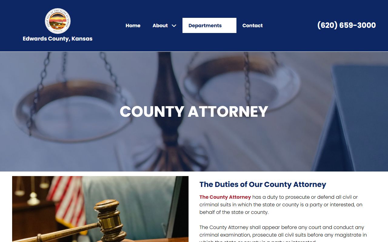 Official Edwards County Attorney page with duties and contact details