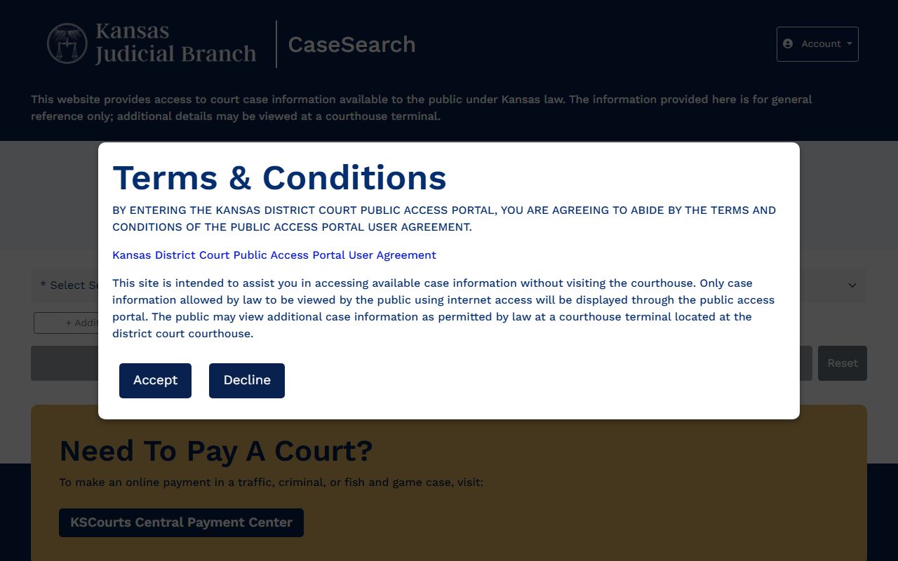 Kansas CaseSearch district court case search portal